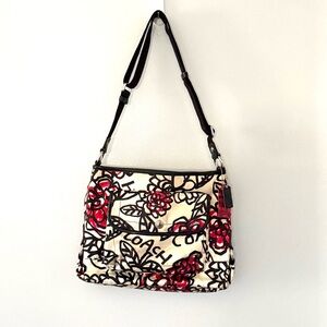 Coach Satin Poppy Black White Red shoulder crossbody Bag